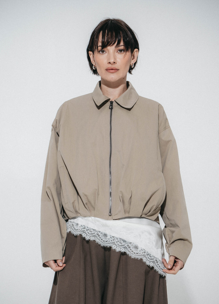 Blaze pleated bomber jacket | Grayish Green