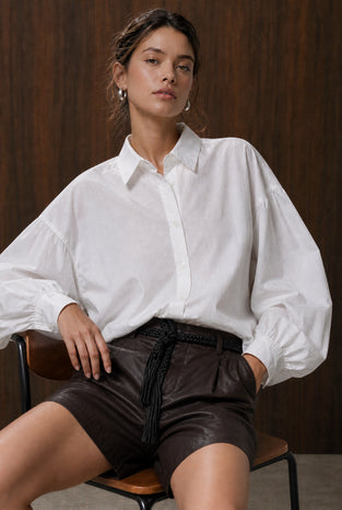 Adelina cotton oversized blouse | White