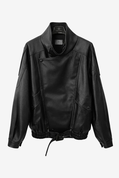 Veste oversize Bo en cuir écologique | Noir