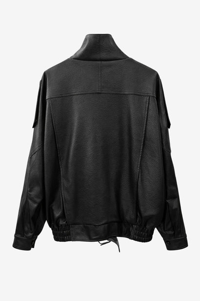 Veste oversize Bo en cuir écologique | Noir