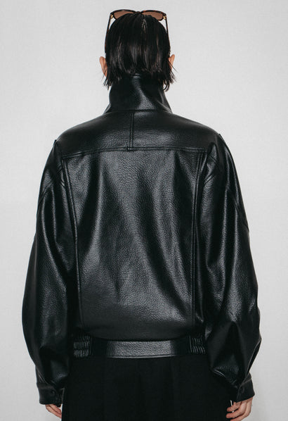 Veste oversize Bo en cuir écologique | Noir