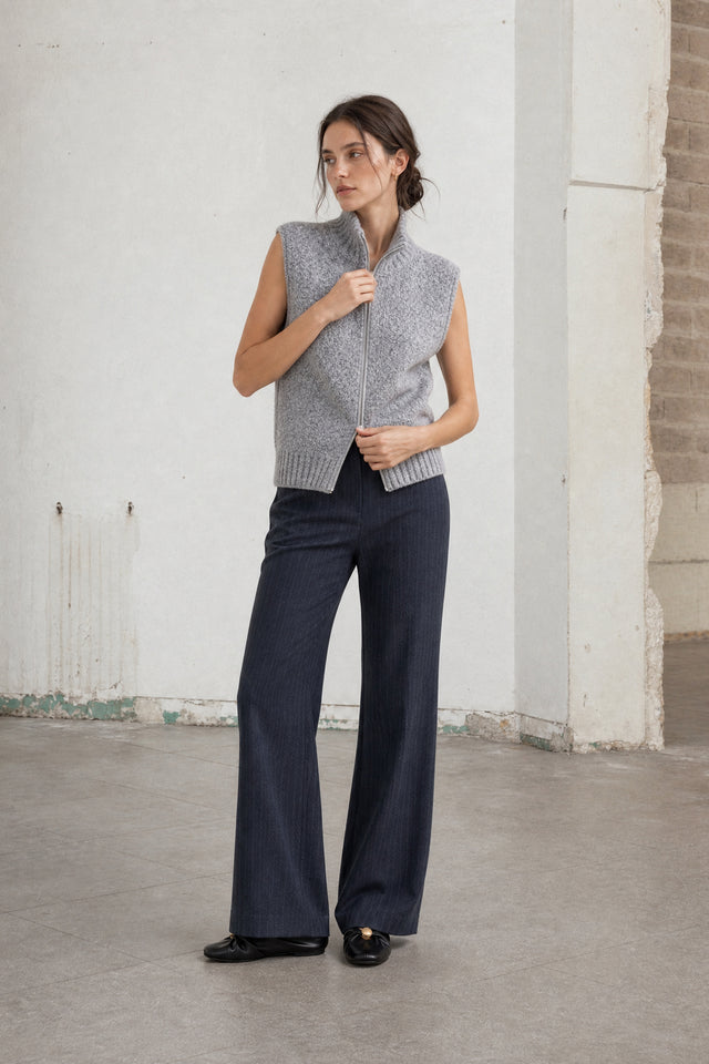Viscose wide-leg pants | Blue