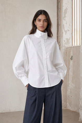 Bree cotton poplin blouse | White