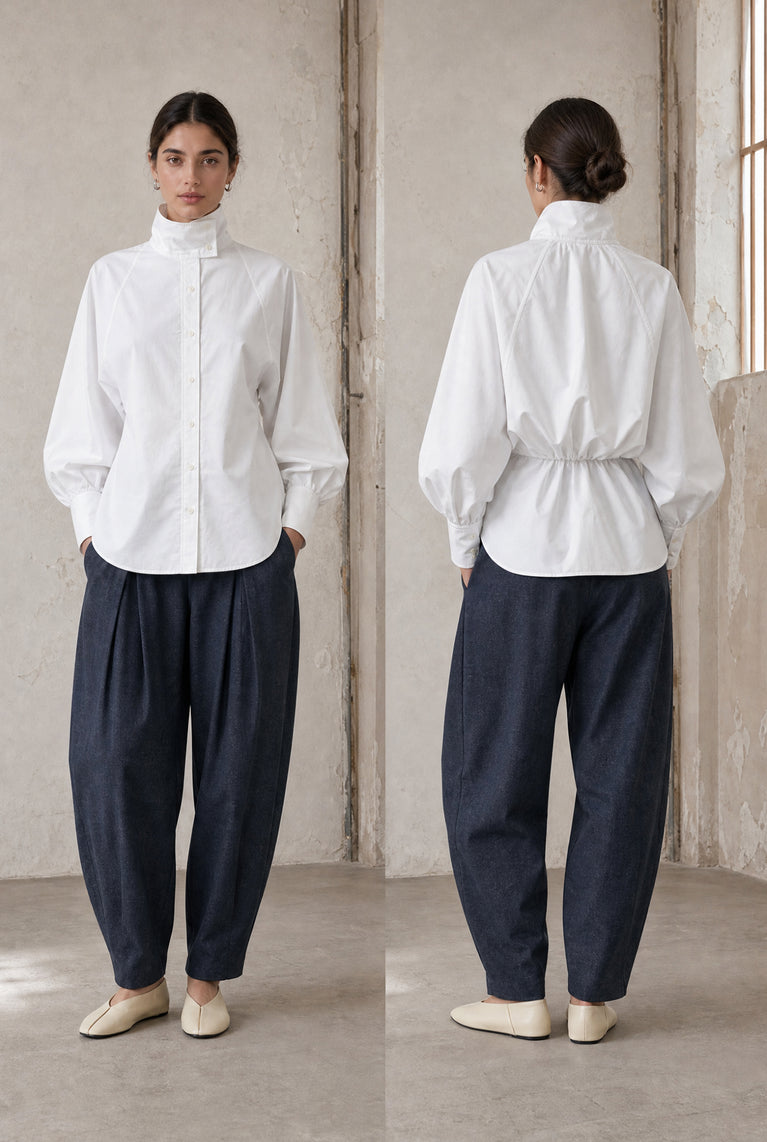Bree katoen popeline blouse | White