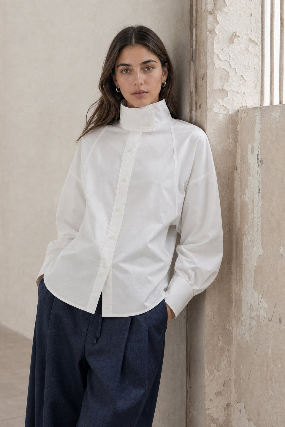 Bree cotton poplin blouse | White