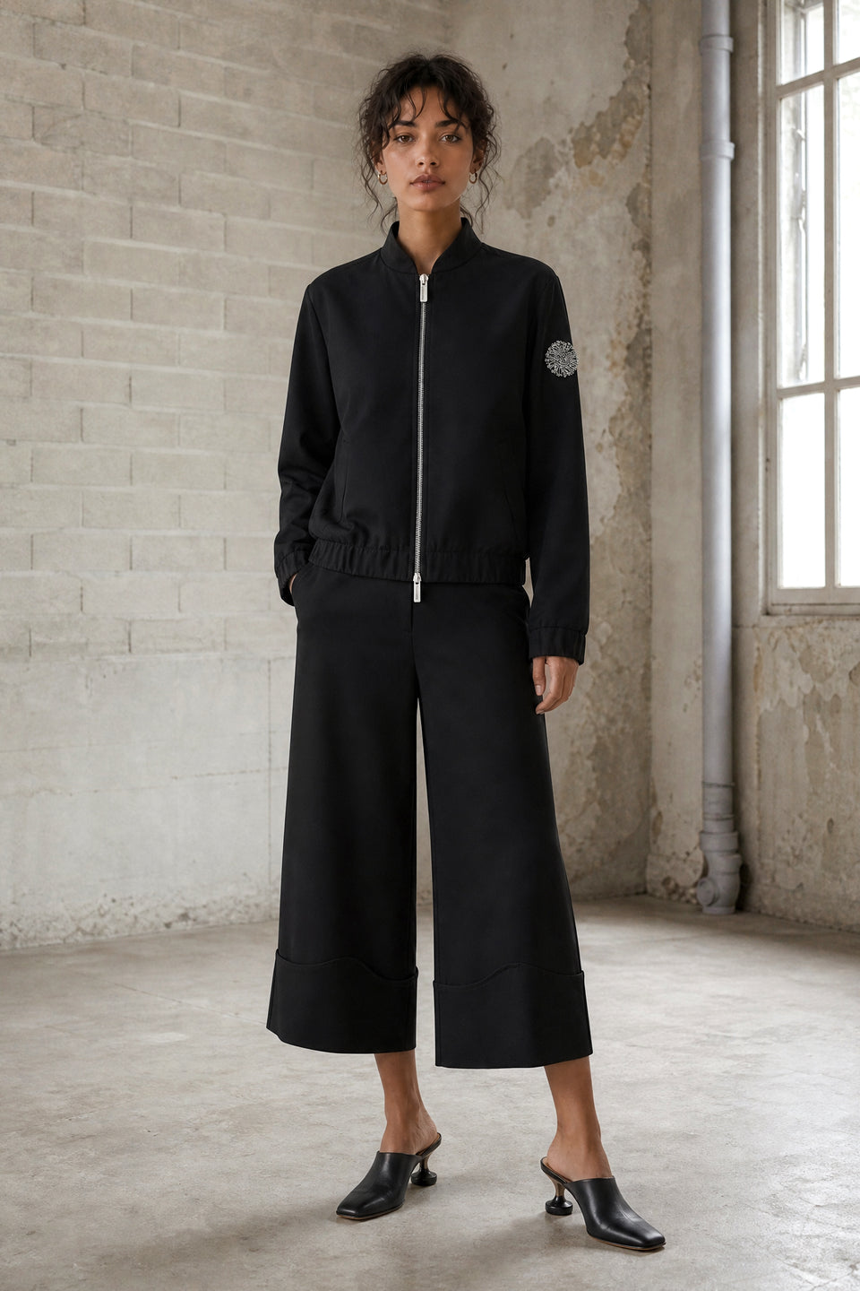 Brenzone Viscose zipper bomber | Black