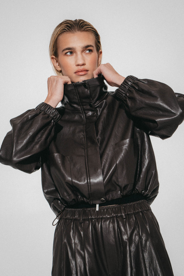 Nerina eco Leer Bomber Jack | Dark Brown