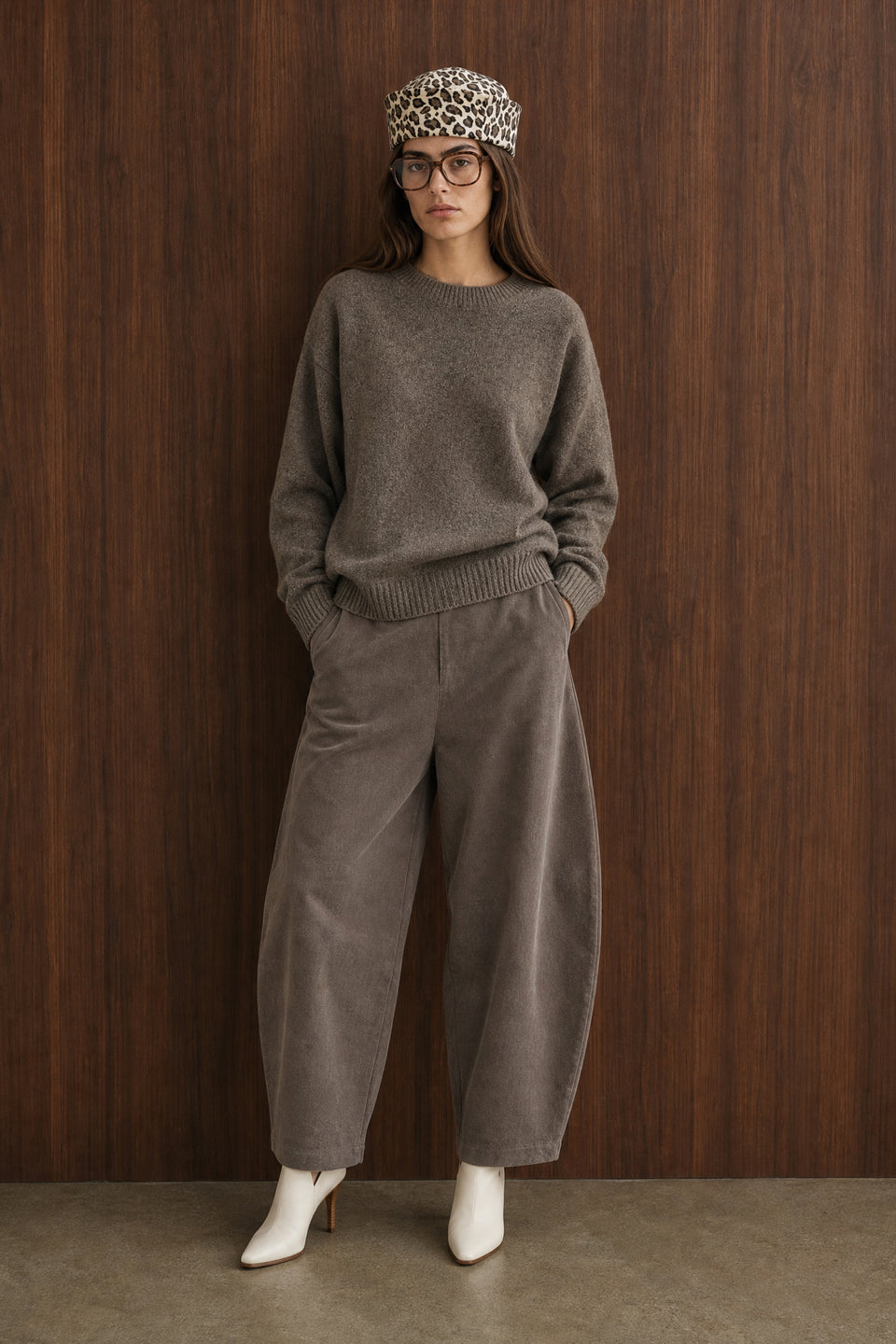 Velvety Wolle blend pullover | Toupe