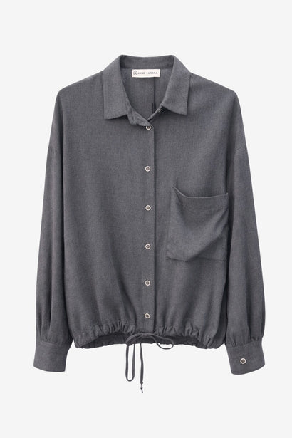 Blouse Camilla en flanelle légère | Gris foncé