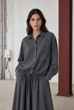 Camilla light flannel blouse | Dark Grey
