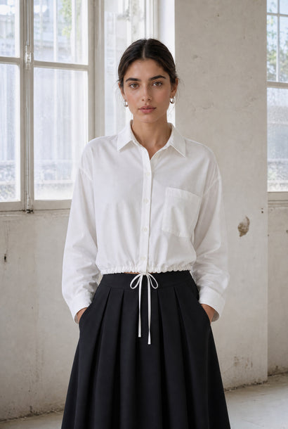 Carmen Bluse aus Funktionsjersey | Weiß