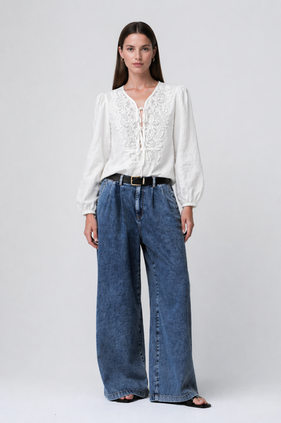 Bony-Bluse aus Viskose-Spitze | Cloud Dancer 2