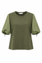 Pamela jersay/tafeta mix blouse | Army