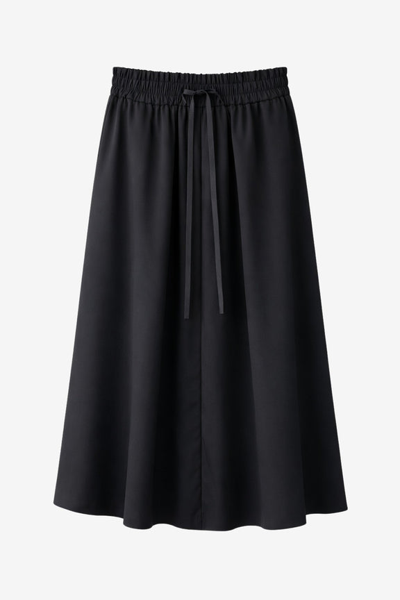 Poplin long skirt | Black