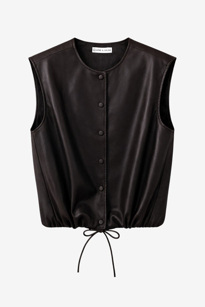 Clare eco leather vest | Dark Brown