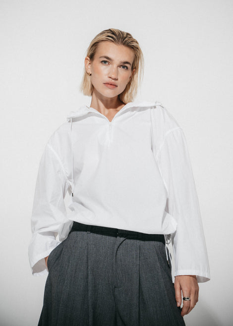 Clio hoodie zipper Bluse | White