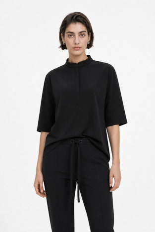 Damiana stretch technical jersey Top | Black