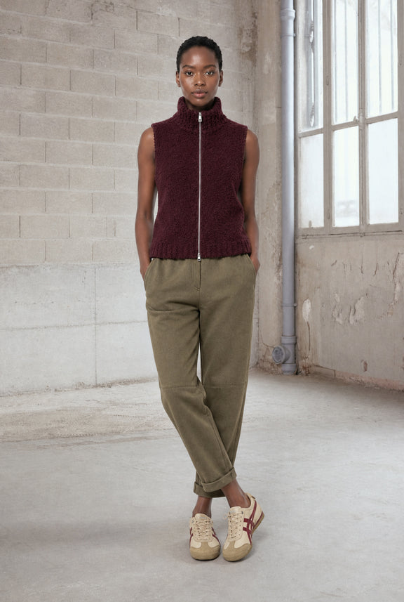 Weste Boucle long zip | Bordo