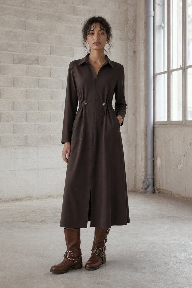 Delfina dress technical jersey | Chocolate