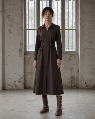 Delfina dress technical jersey | Chocolate
