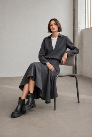 Dina viscose double blouse | Anthracite
