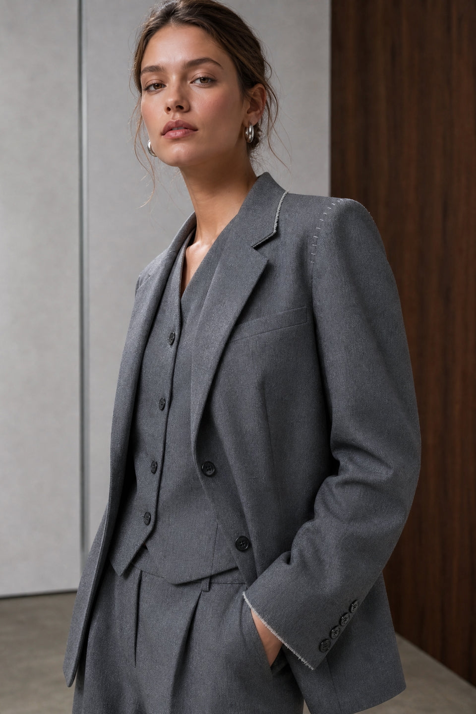 Eleni viscose basic blazer | Grey