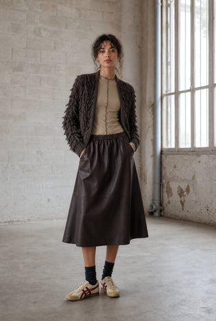 Elle eco leather skirt | Dark Brown