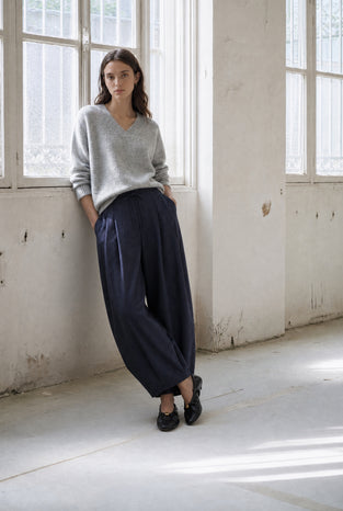 V-neck melange pullover 26553 | Grey