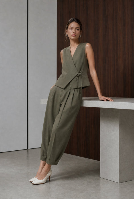 Elodie viscose blend barel broek | Brown