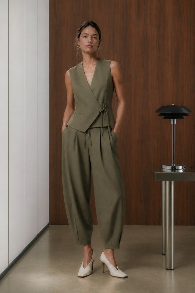 Elodie viscose blend barel broek | Brown
