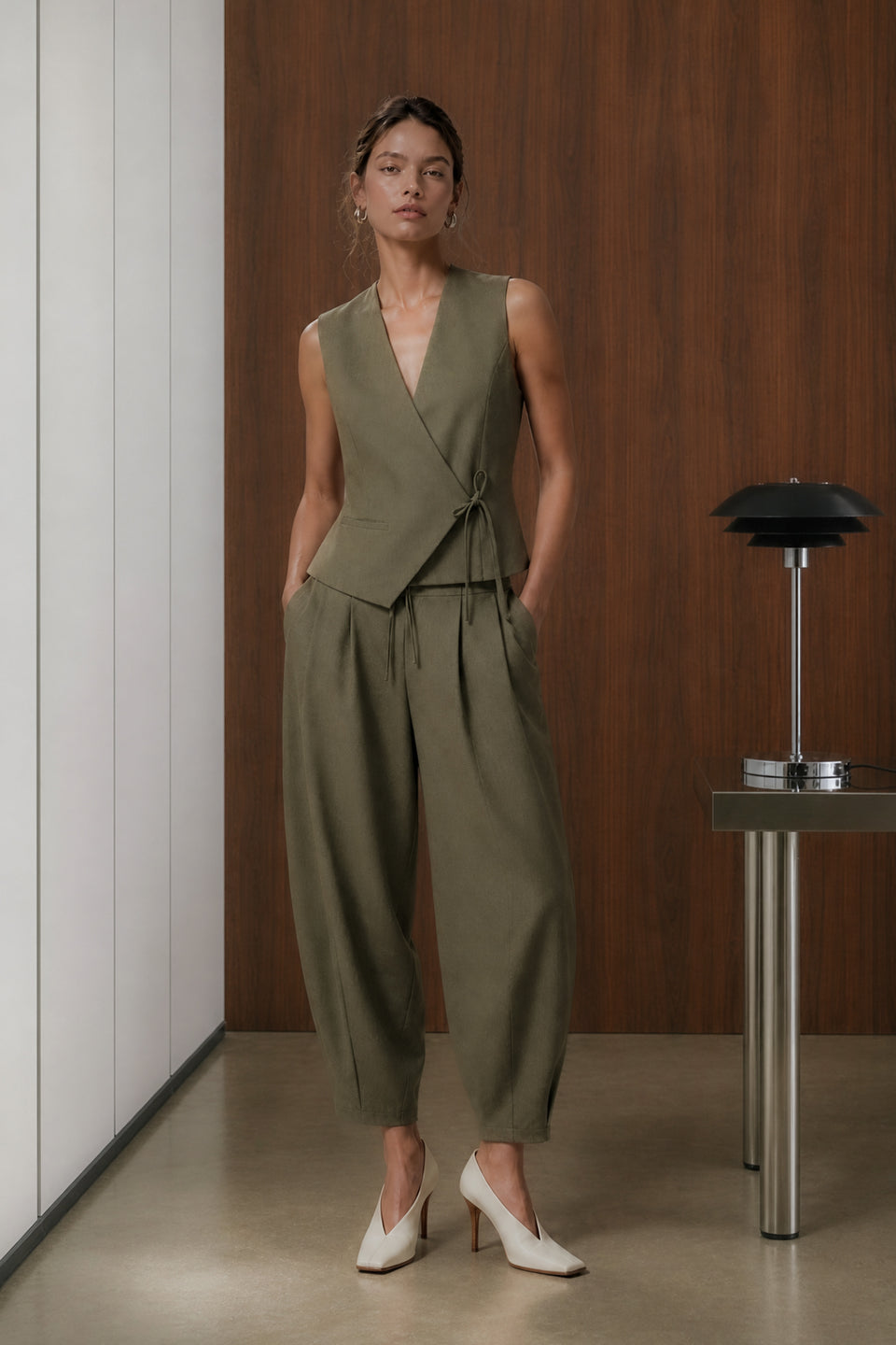 Elodie viscose blend barel broek | Brown