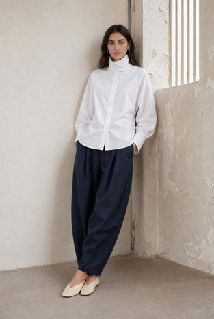 Elodie viscose blend barel pants | Blue Denim