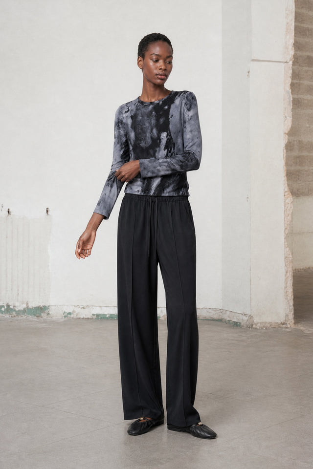 Evo wide-leg technical jersey pants | Black