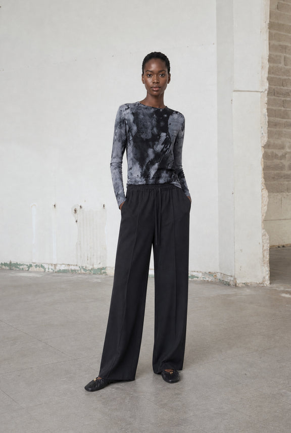 Evo wide-leg technical jersey broek | Black