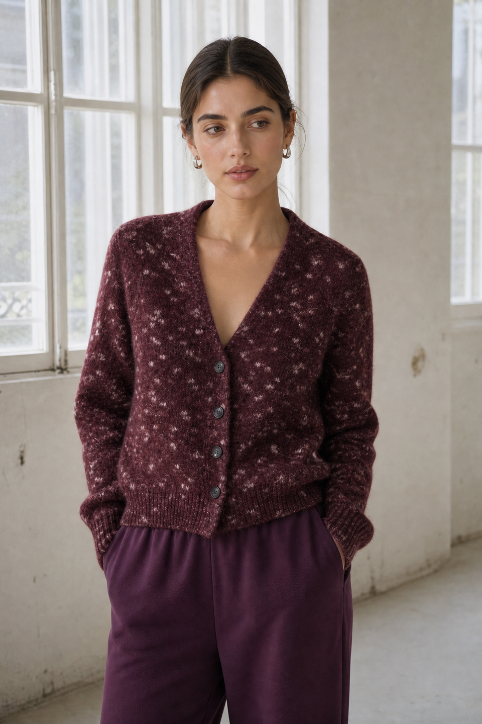 Fancy cardigan 26558 | Bordo
