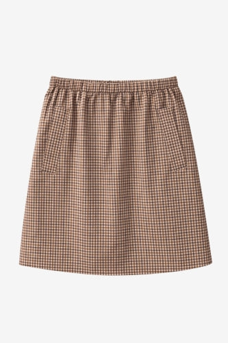 Flo check mini cottton skirt | Brown