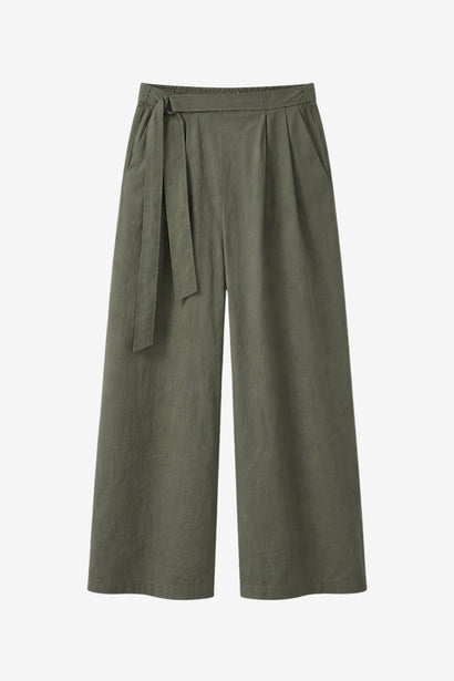 Pantalon plissé Fuel en coton | Vert armée