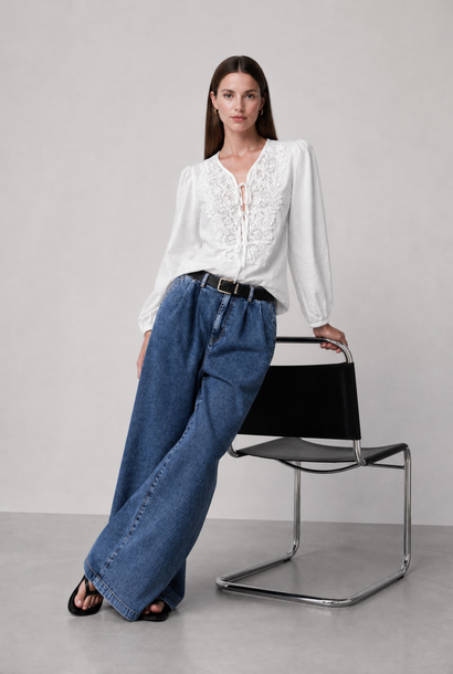 Bony-Bluse aus Viskose-Spitze | Cloud Dancer 2