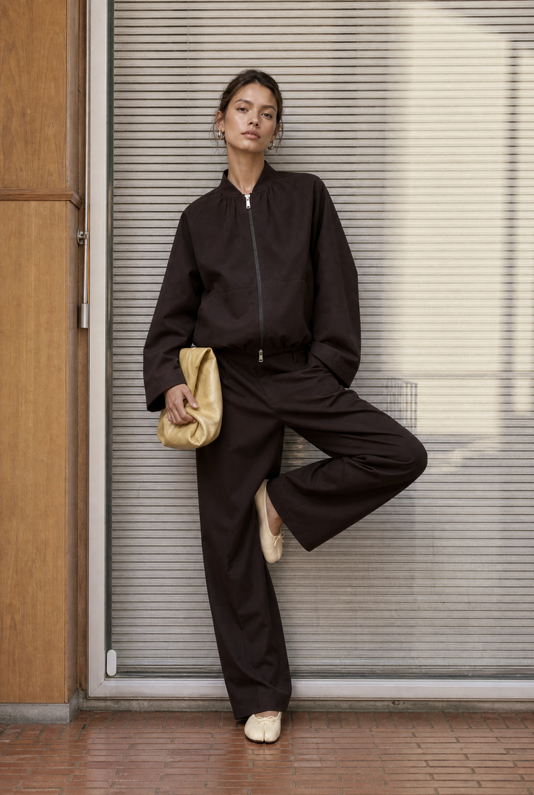 Evo wide-leg technical jersey Hose | Chocolate