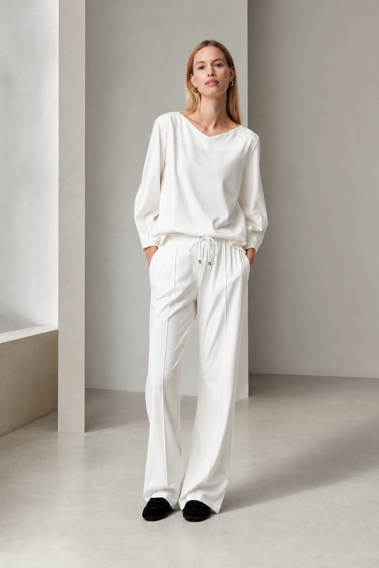 Elvio pants soft Punto Milano jersay | Panna