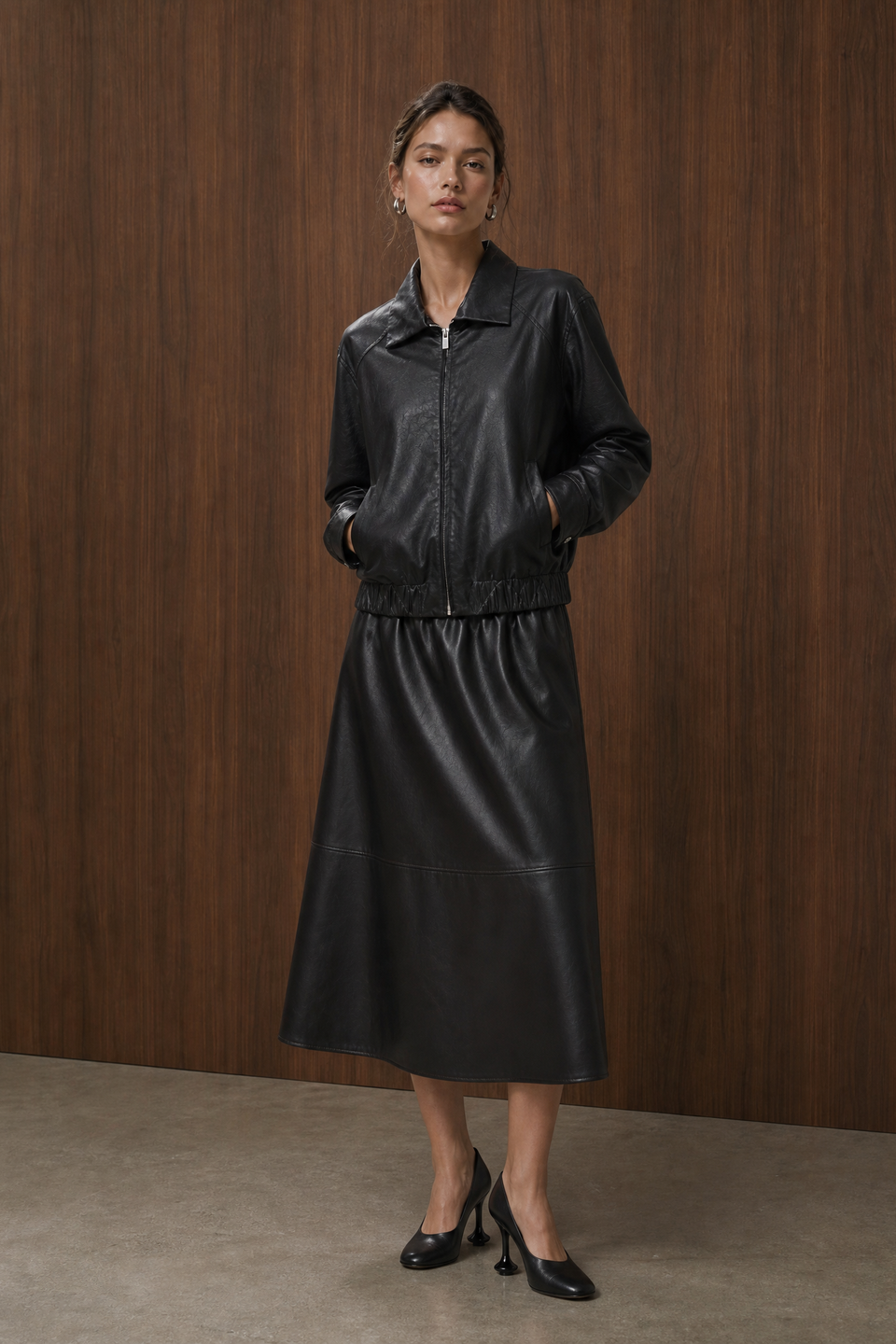 Elle eco leather skirt | Black