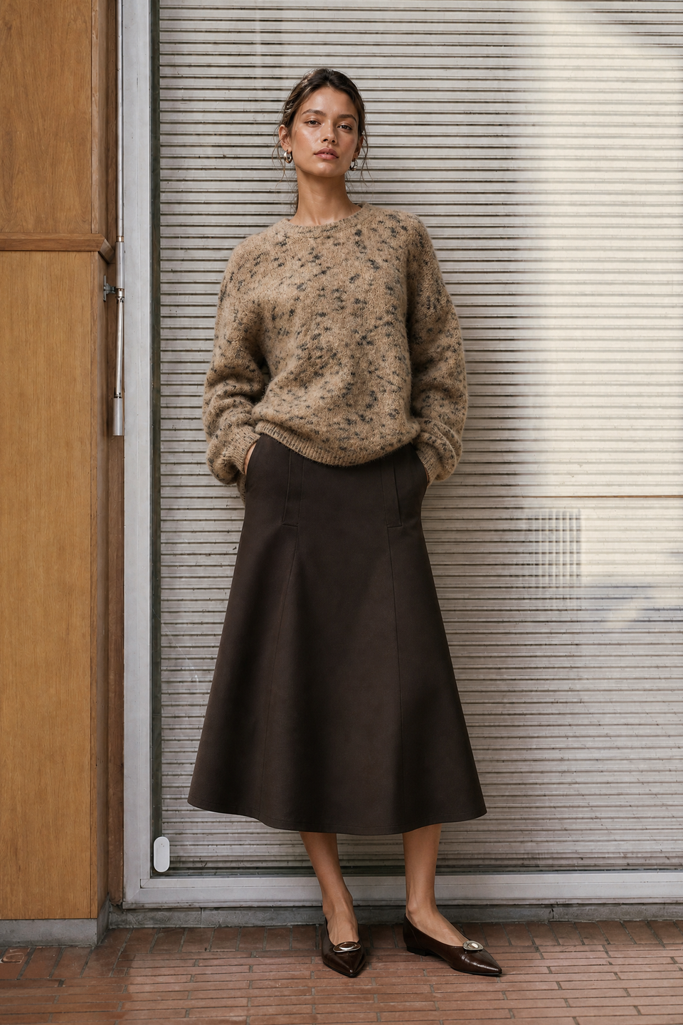 Merry punto Milano pocket skirt | Moro