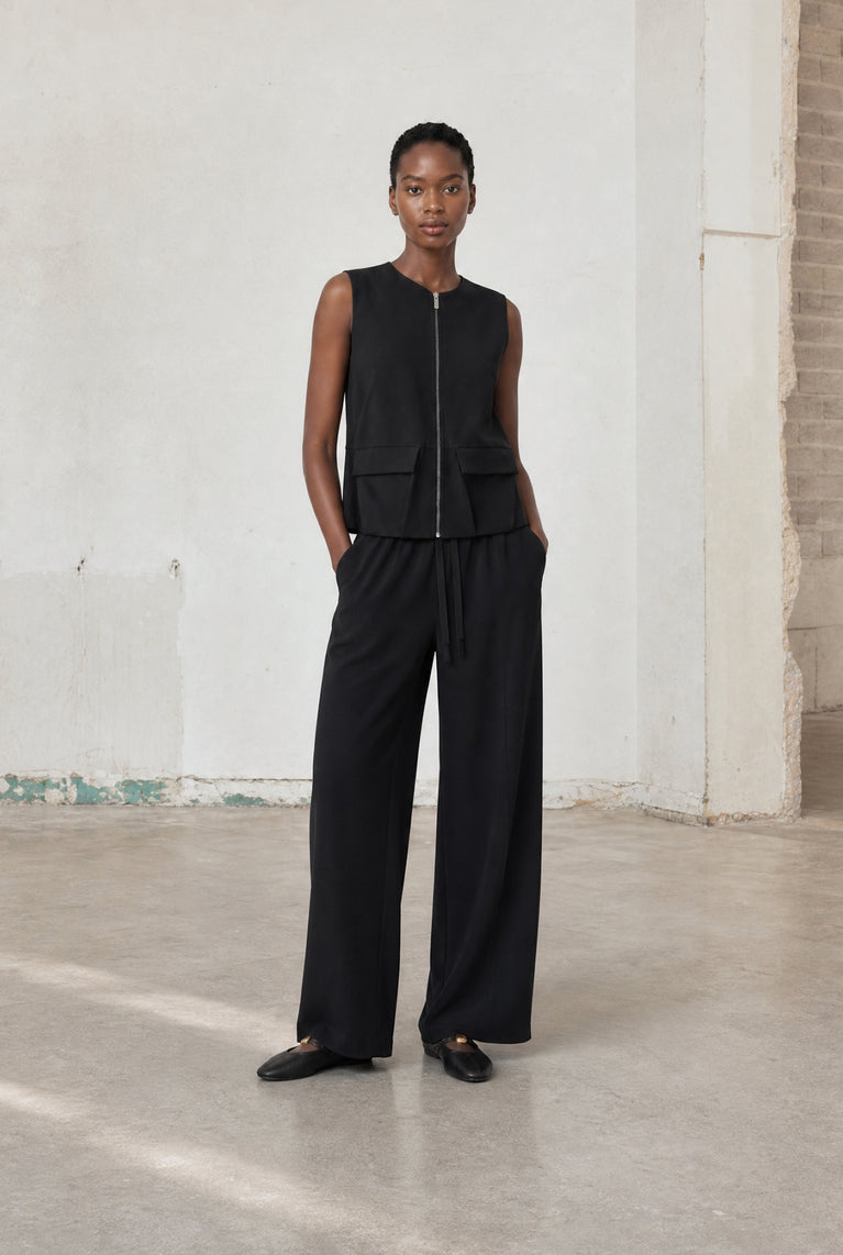 Evo wide-leg technical jersey broek | Black
