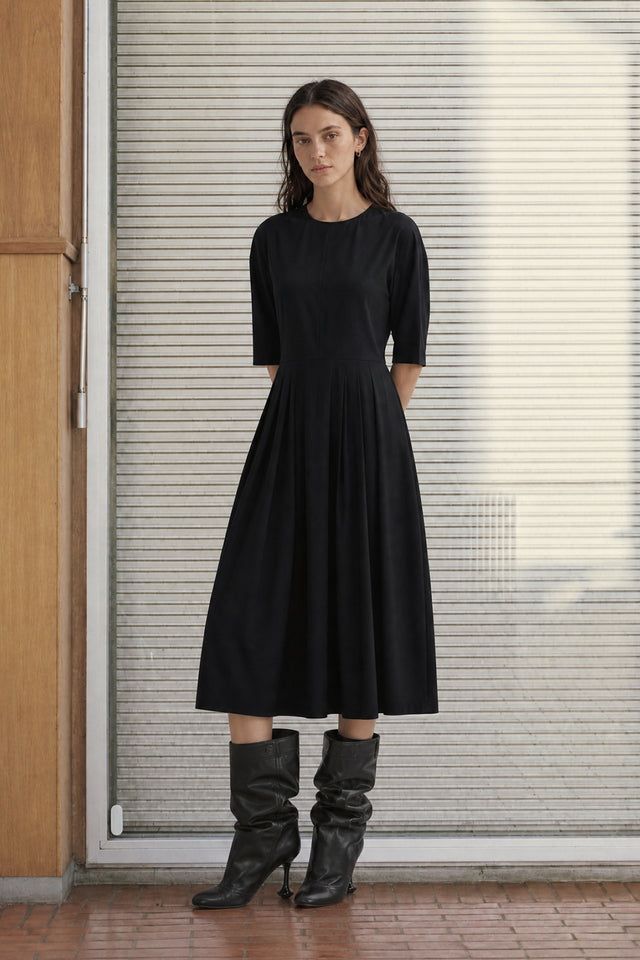 Heide tech jersey jurk LS | Black