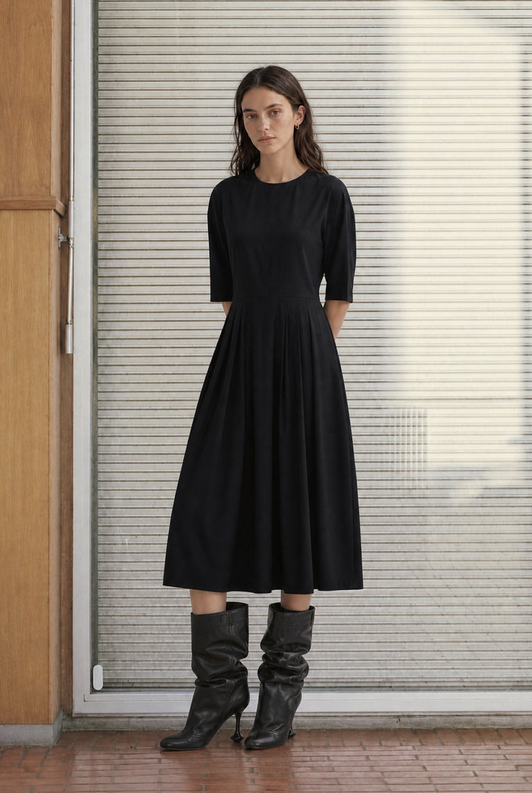 Heide tech jersey jurk LS | Black
