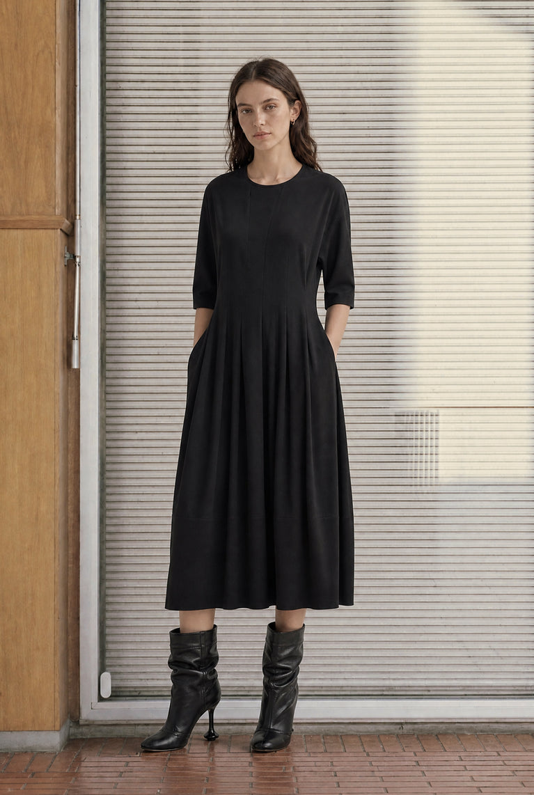 Heide tech jersey jurk LS | Black