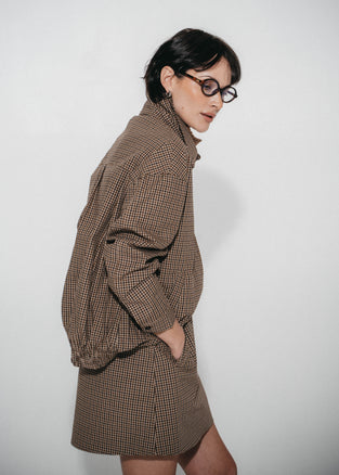 Iconic check cotton bomber jacket | Brown