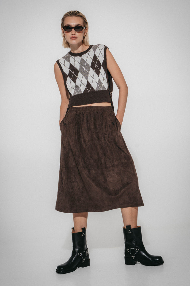 Isla suede effect Rock | Dark Brown