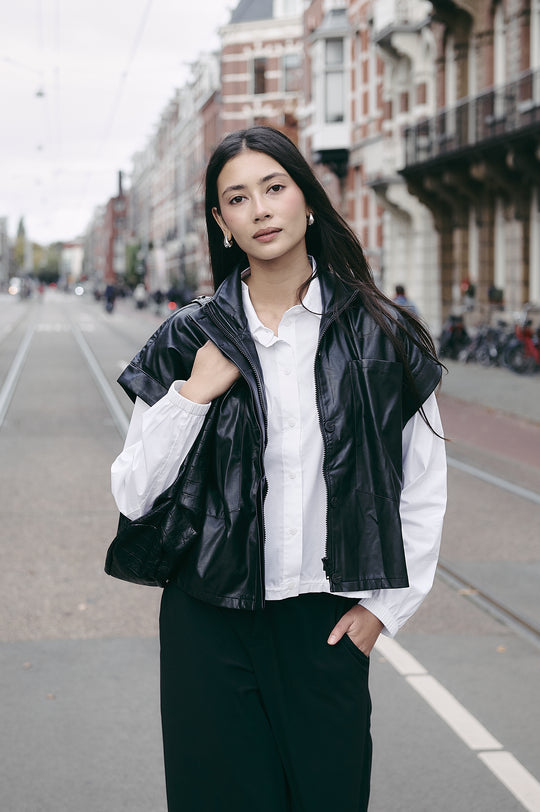 Paola eco leather blouse