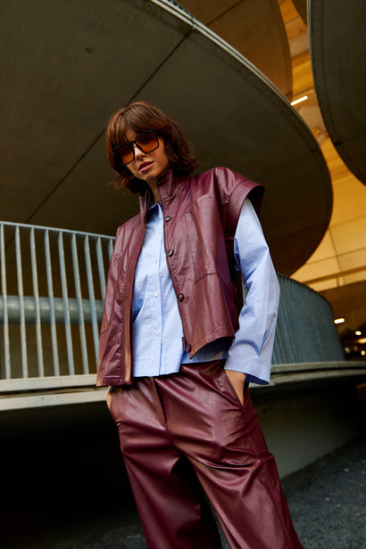 Paola eco leather blouse | Bordo